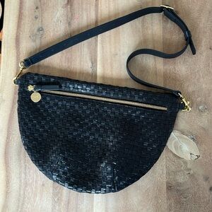 Clare V Woven Grande Fanny in Navy, EUC